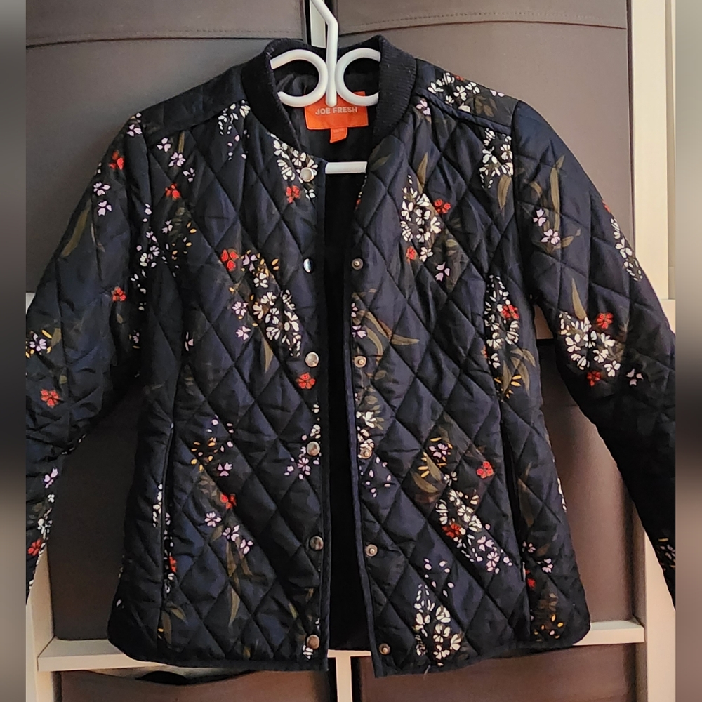 Quilted floral bomber jacket